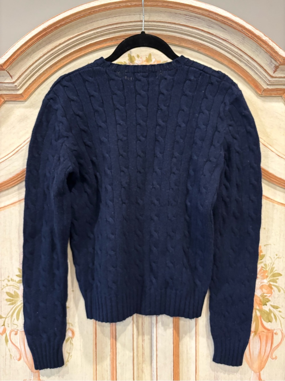 Ralph Lauren Blue Label Vintage Cable-Knit Navy Sweater Wool Cashmere Blend Sz S - Picture 3 of 4